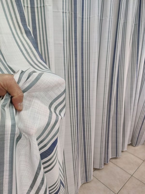 Tenda a Metro in Bouclè Effetto Lino Blu - immagine 4