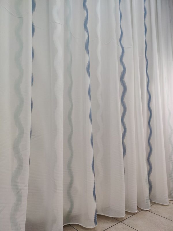Tenda a Metro in Bouclè Effetto Lino Blu - immagine 9
