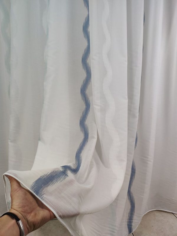 Tenda a Metro in Bouclè Effetto Lino Blu - immagine 6