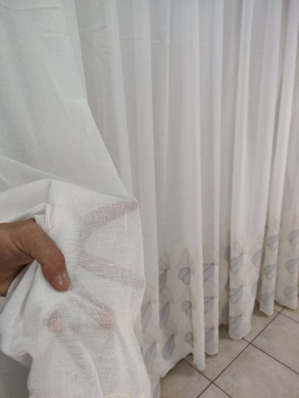 Tenda a Metro in Bouclè Effetto Lino Balza Grigio - immagine 3
