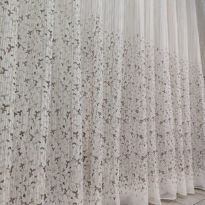 Tenda a Metro effetto lino Fiorellini Tortora