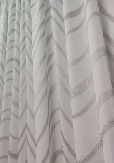 tenda a metro in bouclè effetto lino fiori 3 Tenda a Metro in Bouclè Effetto Lino Grigio