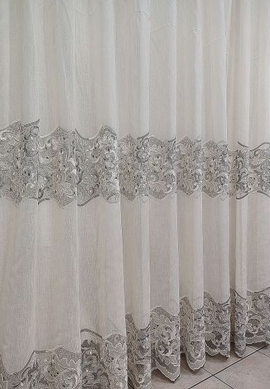 tenda a metro in bouclè effetto lino grigio 6 Tenda a Metro in Bouclè Effetto Lino