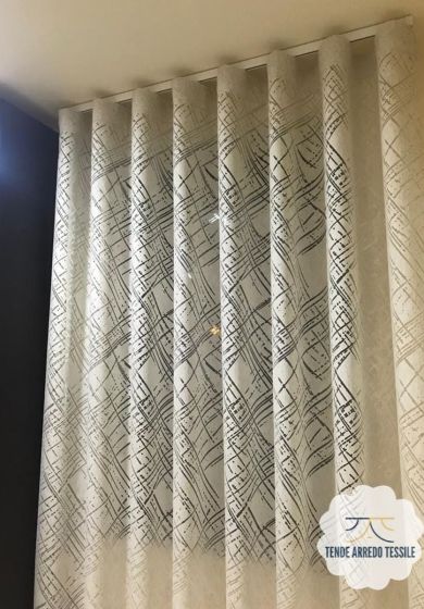 Tenda a Metro in Devorè Base Piombata Effetto Lino