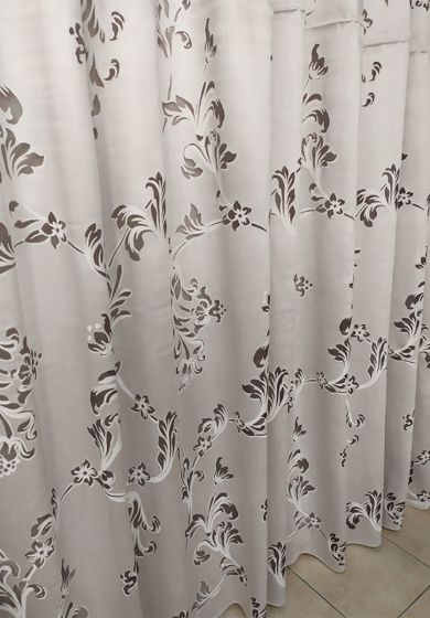 tenda a metro in bouclè effetto lino con doppia balza altezza 3 metri panna 10 Tenda a Metro in Devorè con Base Piombata Altezza 3 Metri Grigia