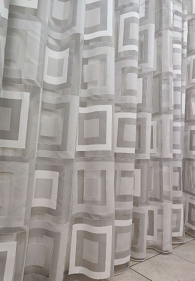 tenda a metro in bouclè effetto lino grigio 9 Tenda a Metro in Devorè Grigio