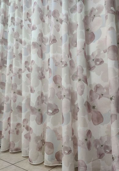 tenda a metro in bouclè effetto lino blu 9 Tenda a Metro in Devorè Rosa