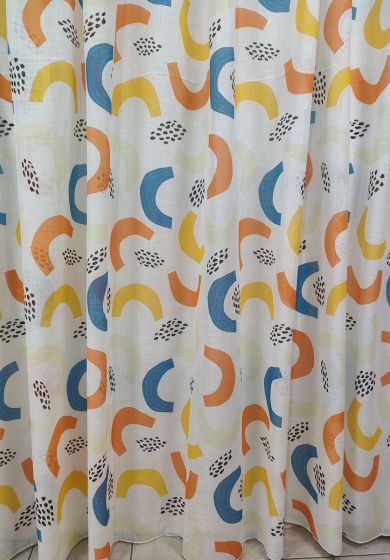 tenda a metro in bouclè effetto lino blu 3 Tenda a Metro in Bouclè Effetto Lino