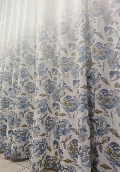 Tenda a Metro in Bouclè Effetto Lino blu