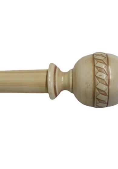 Bastone per Tenda in Legno Rifinito a Mano Sistema a Corda Largo 2 Metri Completo di Staffe e 20 Anelli Artigianale Diametro Bastone 35 mm