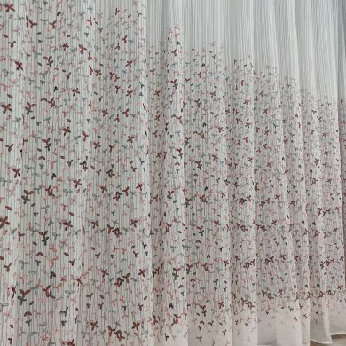 Tenda a Metro effetto lino Fiorellini rossi