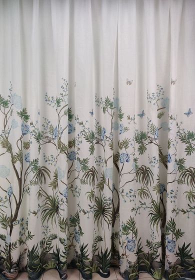 tenda a metro in bouclè effetto lino blu 8 Tenda a Metro in Bouclè Effetto Lino