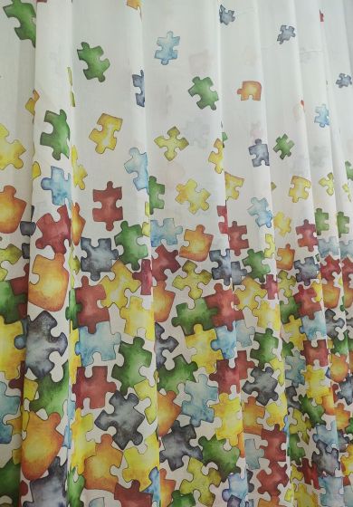 Tenda a Metro in Bouclè Effetto Lino cuore H315 cm Puzzle