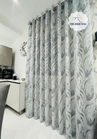 tenda a metro in bouclè effetto lino 5 Tenda a Metro in Devorè grigio