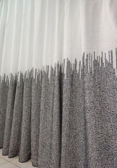 Tenda a Metro in Bouclè Effetto Lino Blu