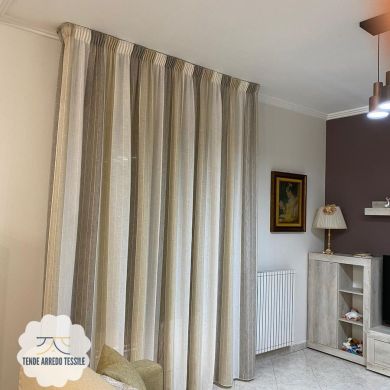 Tenda a Metro in Bouclè Effetto Lino beige tortora
