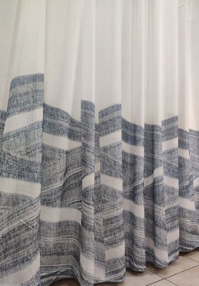 tenda a metro in bouclè effetto lino fiori 5 Tenda a Metro in Bouclè Effetto Lino Blu