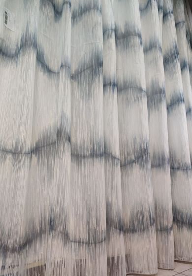 Tenda a Metro in Bouclè Effetto Lino Blu