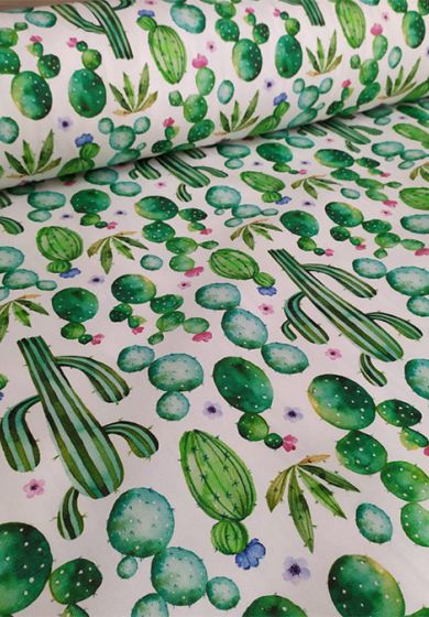 Tessuto in Cotone Pesante con Stampa Digitale Altezza 280 cm Cactus