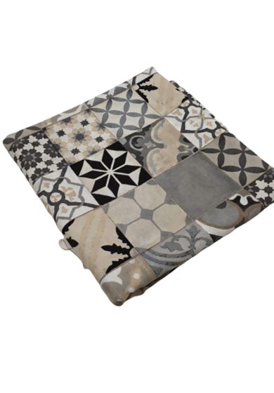 Tappezzeria in Cotone Stampato 280 cm x 280 cm Maiolica Nera