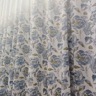 Tenda a Metro in Bouclè Effetto Lino blu