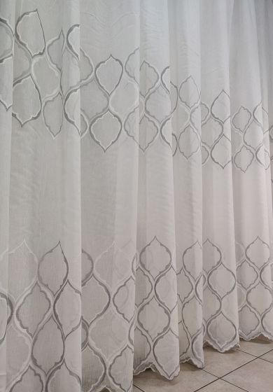 Tenda a Metro in Bouclè Effetto Lino Balza Grigio