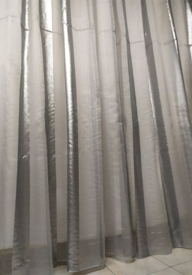 tenda a metro in devorè con base piombata altezza 3 metri tortora 10 Tenda a Metro in Organza con Base Orlata Piombata 3 Metri Grigio