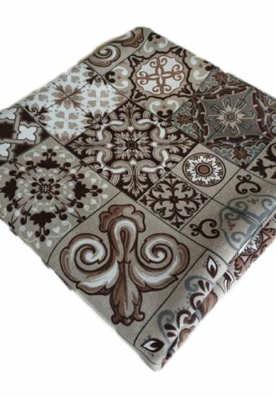 Tappezzeria in Cotone Stampato 280 cm x 280 cm Maiolica Marrone