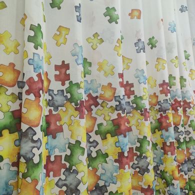 Tenda a Metro in Bouclè Effetto Lino cuore H315 cm Puzzle