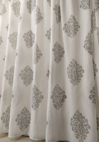 Tenda a Metro in Bouclè Effetto Lino con Base Piombata  Altezza 3 Metri Bianco Grigio