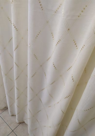 Tenda a Metro Effetto Misto Lino con Base Piombata Altezza 3 Metri Panna Beige