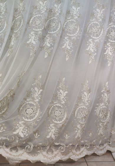 tenda a metro in tulle con base orlata altezza 3 metri oro 1 Tenda a Metro in Tulle con Base Orlata Altezza 3 Metri Oro