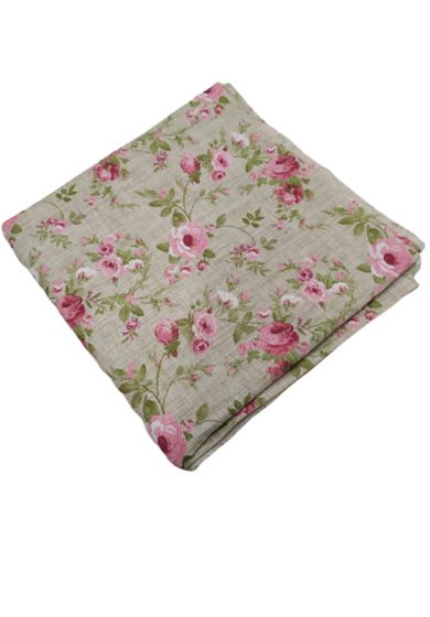 Tappezzeria in Cotone Stampato 280 cm x 280 cm Rose Rosa Verde