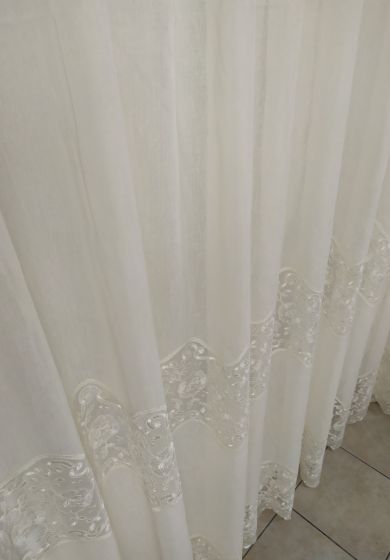 tenda a metro in bouclè effetto lino con doppia balza altezza 3 metri panna 1 Tenda a Metro in Bouclè Effetto Lino con Doppia Balza Altezza 3 Metri Panna