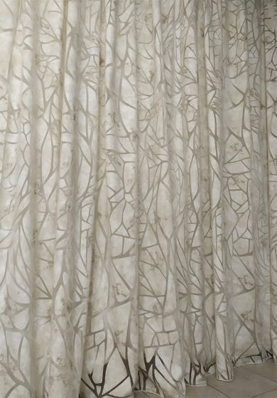 tenda a metro in bouclè effetto lino con doppia balza altezza 3 metri panna 7 Tenda a Metro in Devorè con Base Piombata Altezza 3 Metri Tortora