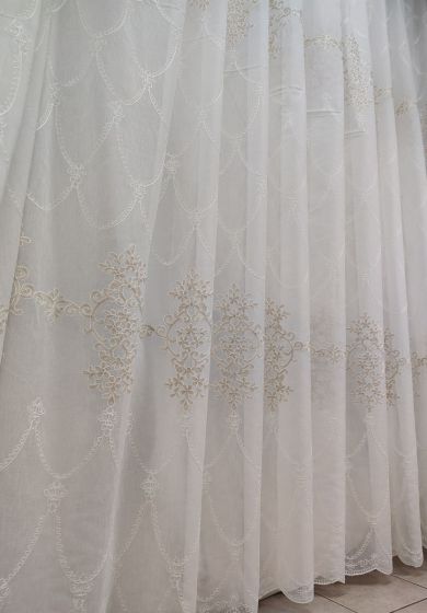 tenda a metro effetto lino tortora h320 12 Tenda a Metro in Bouclè Effetto Lino Oro