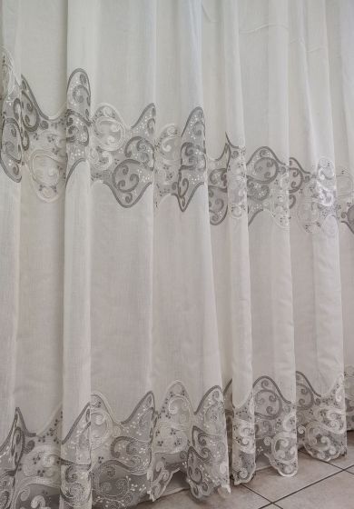 Tenda a Metro in Bouclè Effetto Lino Balza Grigio