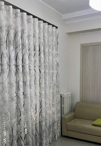 tenda a metro effetto misto lino con base piombata altezza 3 metri grigio 4 Tenda a Metro in Devorè con base Piombata Grigio