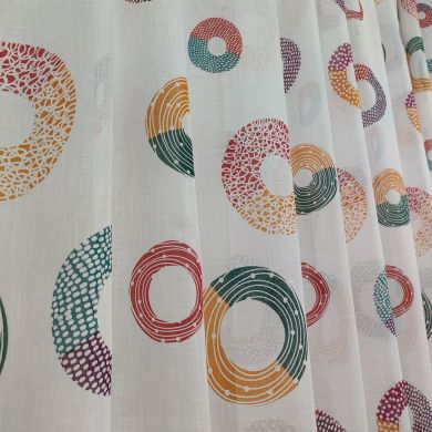 Tenda a Metro in Bouclè Effetto Lino cerchi  Rosso Arancio