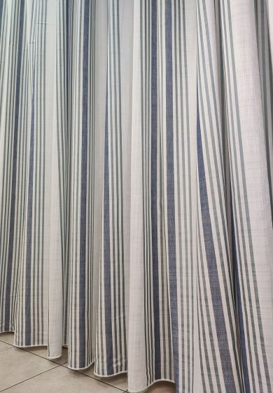 Tenda a Metro in Bouclè Effetto Lino Blu