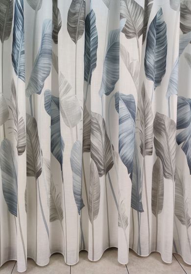 Tenda a Metro in Bouclè Effetto Lino Blu H315