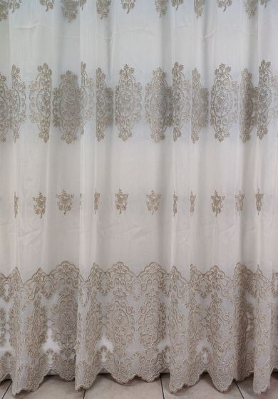 tenda a metro in devorè tortora 11 Tenda a Metro in Bouclè Effetto Lino Tortora