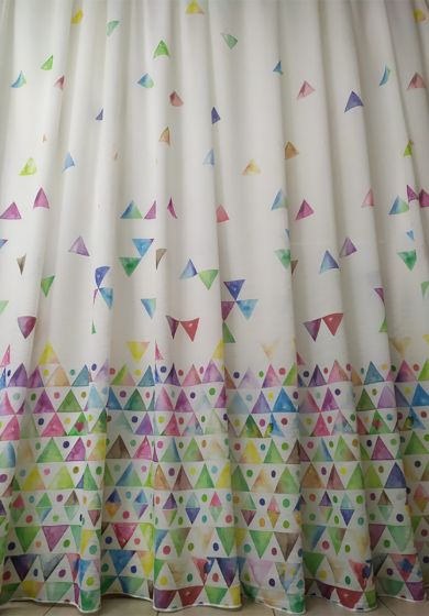 Tenda a Metro in Bouclè Effetto Lino con Base Piombata Altezza 3 Metri Triangoli