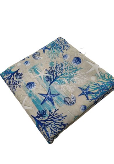 Tappezzeria in Cotone Stampato 280 cm x 280 cm Corallo Mare Azzurro Blu