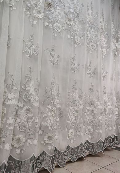 Tenda a Metro in Tulle con Base Orlata Altezza 3 Metri Argento