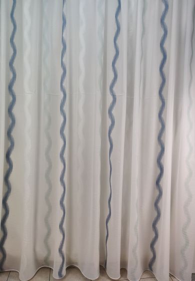 Tenda a Metro in Bouclè Effetto Lino Blu