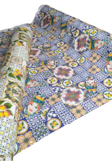 Tessuto in Cotone Pesante con Stampa Digitale Altezza 280 cm Testa di Moro