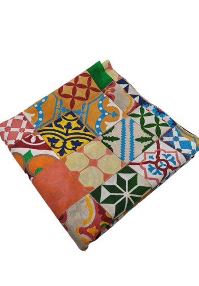 Tappezzeria in Cotone Stampato 280 cm x 280 cm Maiolica Multicolor