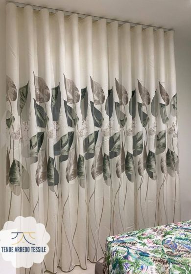 tenda a metro in bouclè effetto lino tortora 12 Tenda a Metro in Devorè verde