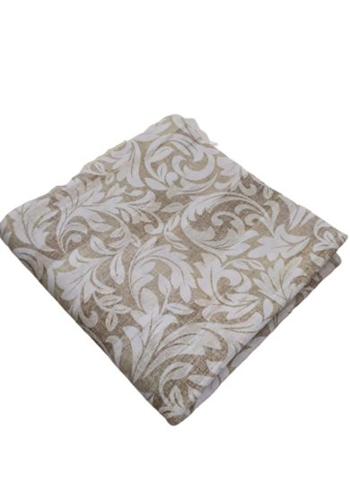 Tappezzeria in Cotone Stampato 280 cm x 280 cm Beige Panna Damascato